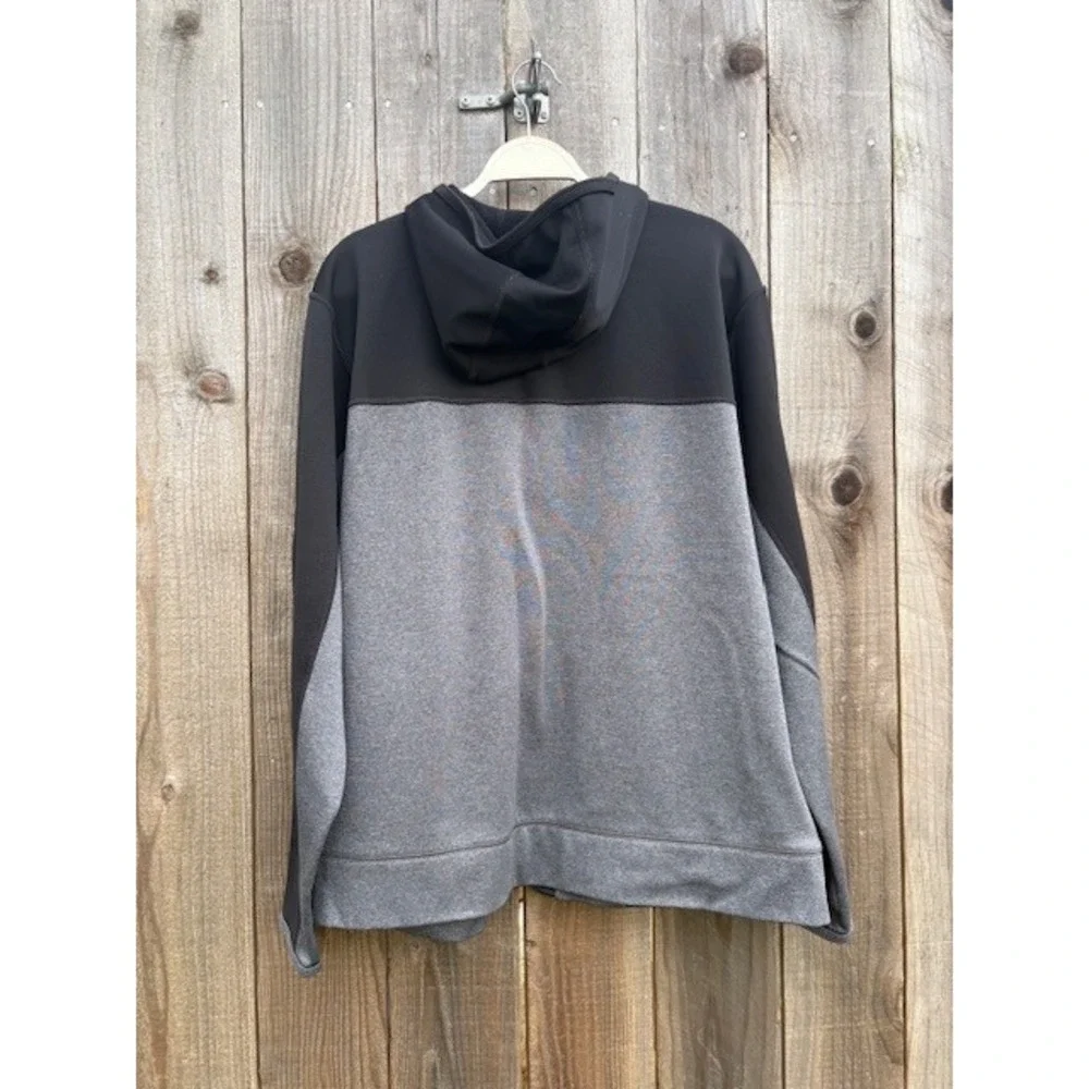 The North Face Mens Full Zip Hoodie Jacket Black Grey Red‎ Accent Size XL